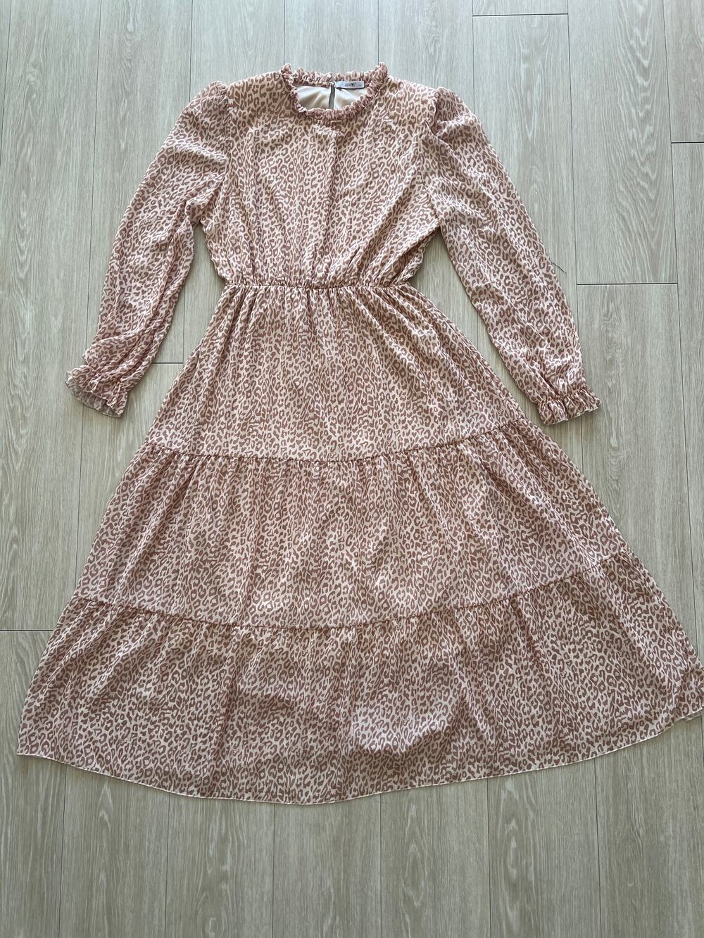Hailys Long Dress XXL Leopard Tan Cottage Core